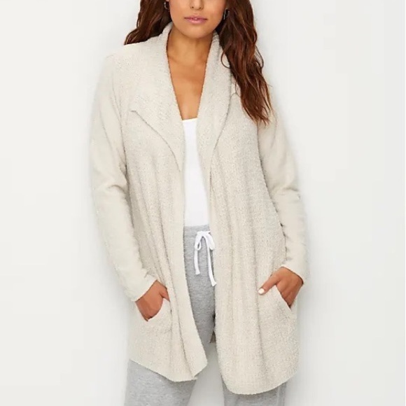 BAREFOOT DREAMS Cozychic Lite Coastal Waffle Knit Cardigan Sweater - Picture 3 of 8